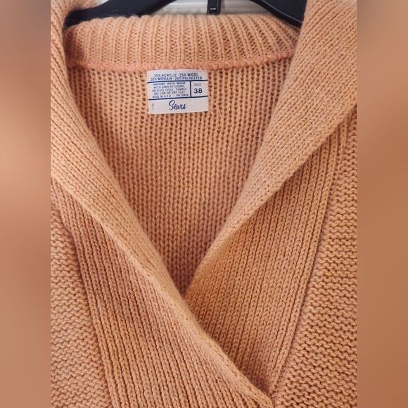 Vintage Sears 38 Coral Knit Longsleeve Pockets WOOL MOHAIR Blend Women's Sweater - Picture 5 of 10
